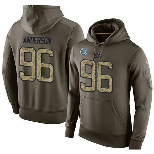 NFL Men's Nike Indianapolis Colts #96 Henry Anderson Stitched Green Olive Salute To Service KO Performance Hoodie - Click Image to Close